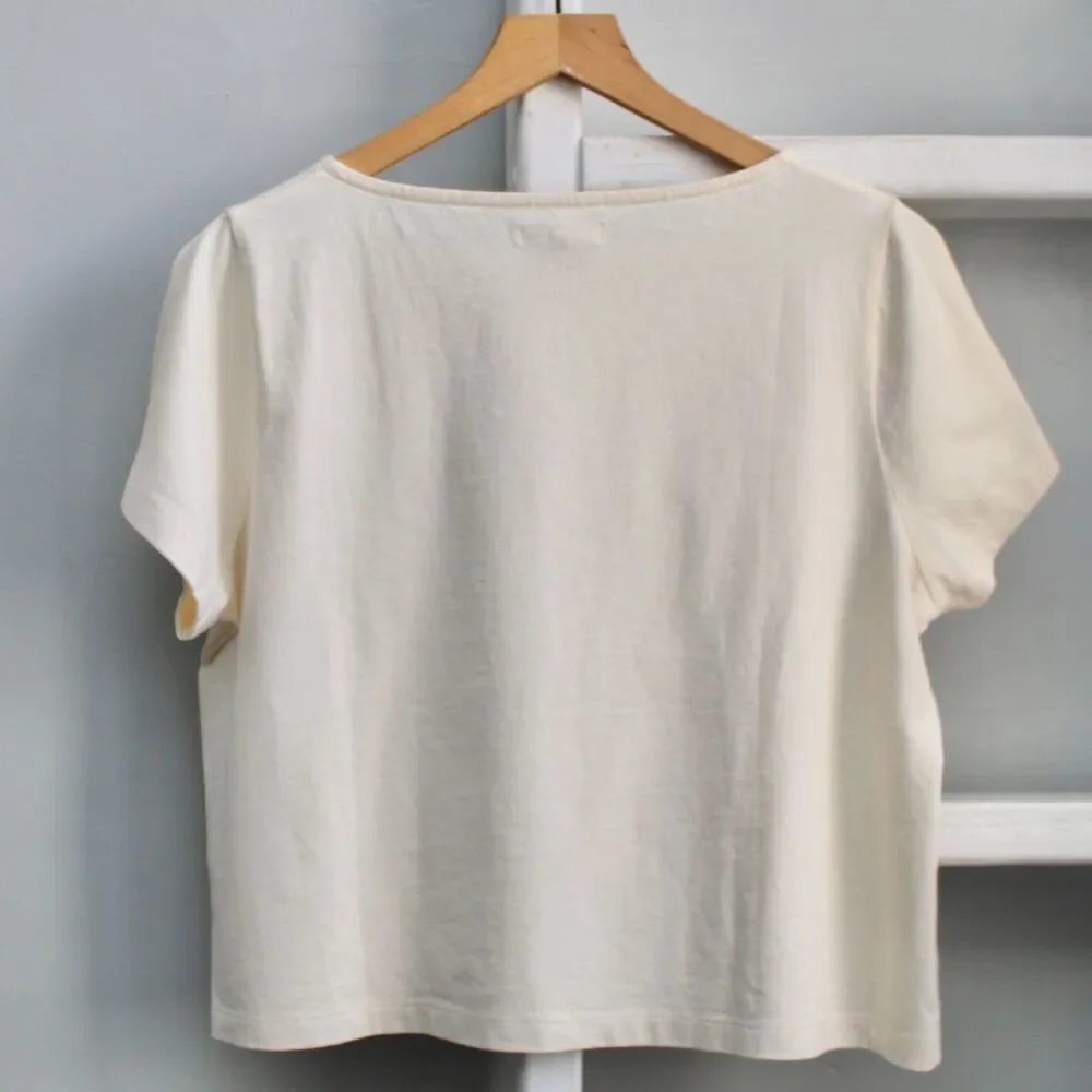 Madewell Cream Lipstick Red Vaca Graphic Setlist Boxy Tee Size Medium - Picture 3 of 7